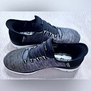 Skechers Wide Fit Black and Gray Athletic Slip-Ins